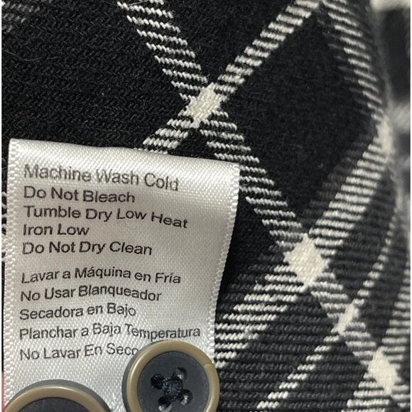JACHS Flannel Shirt Button Front Black White Plaid XL Extra Large Thick Fabric - Picture 7 of 8